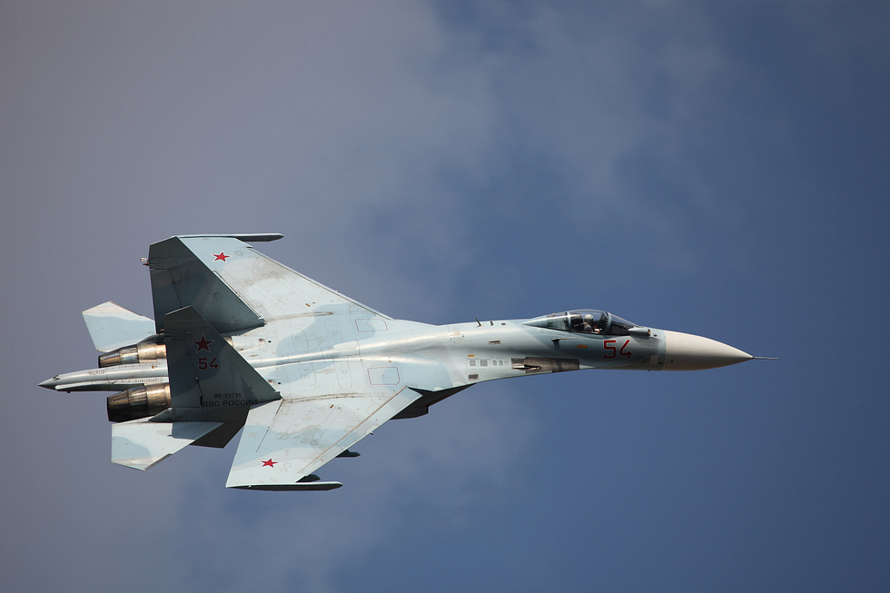 A Sukhoi Su-27 Flanker in flight the heavy air-superiority fighter that answered the F-15.