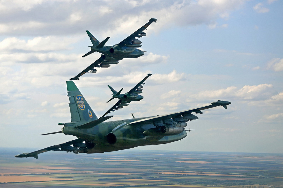 A Ukrainian Air Force Su-25 the type is flown by both sides of the war in Ukraine.