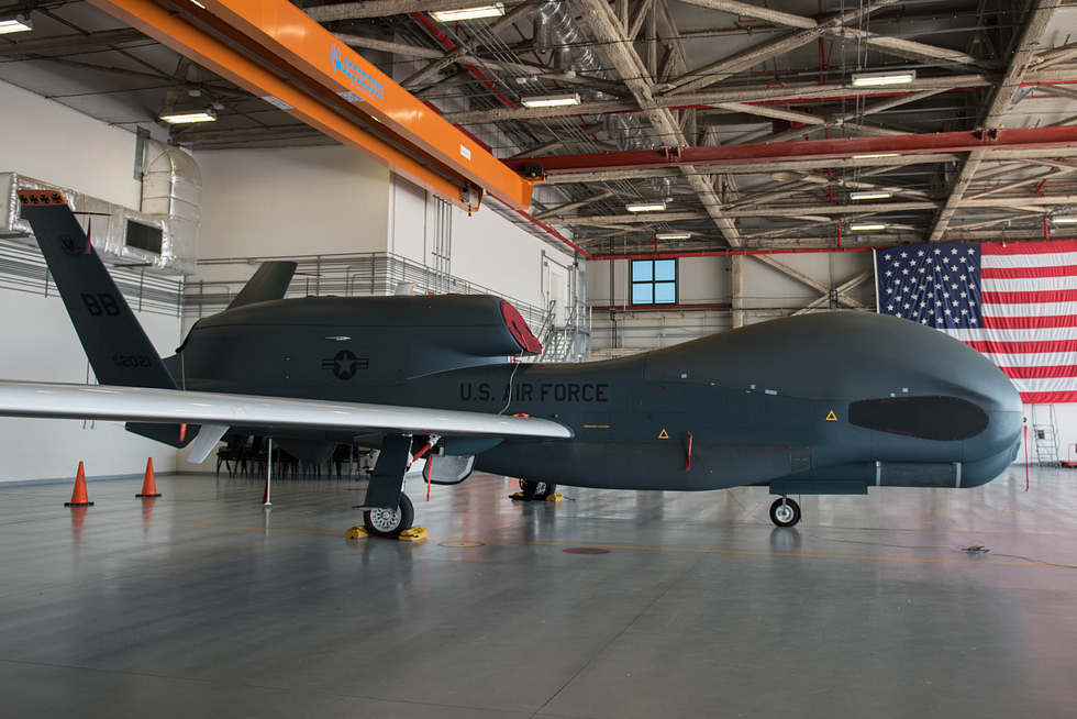 A Global Hawk on the ground at Naval Air Station Sigonella, Italy home of the NATO fleet.
