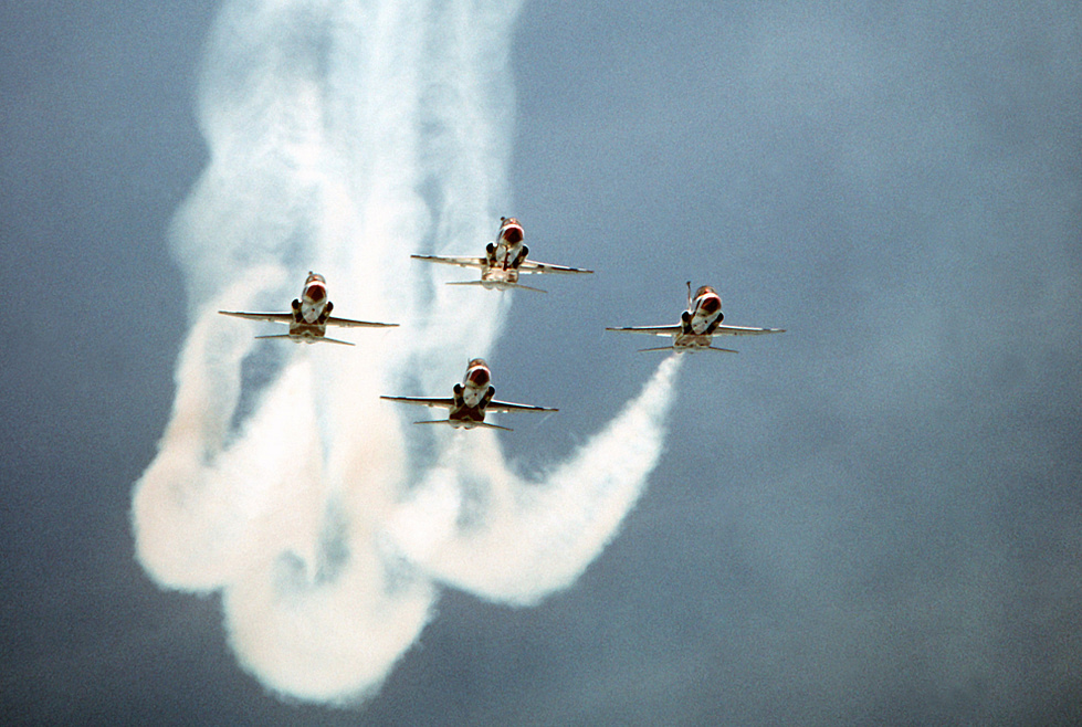USAF Thunderbirds T-38 Talons in 1980, during the teams economical Talon era.