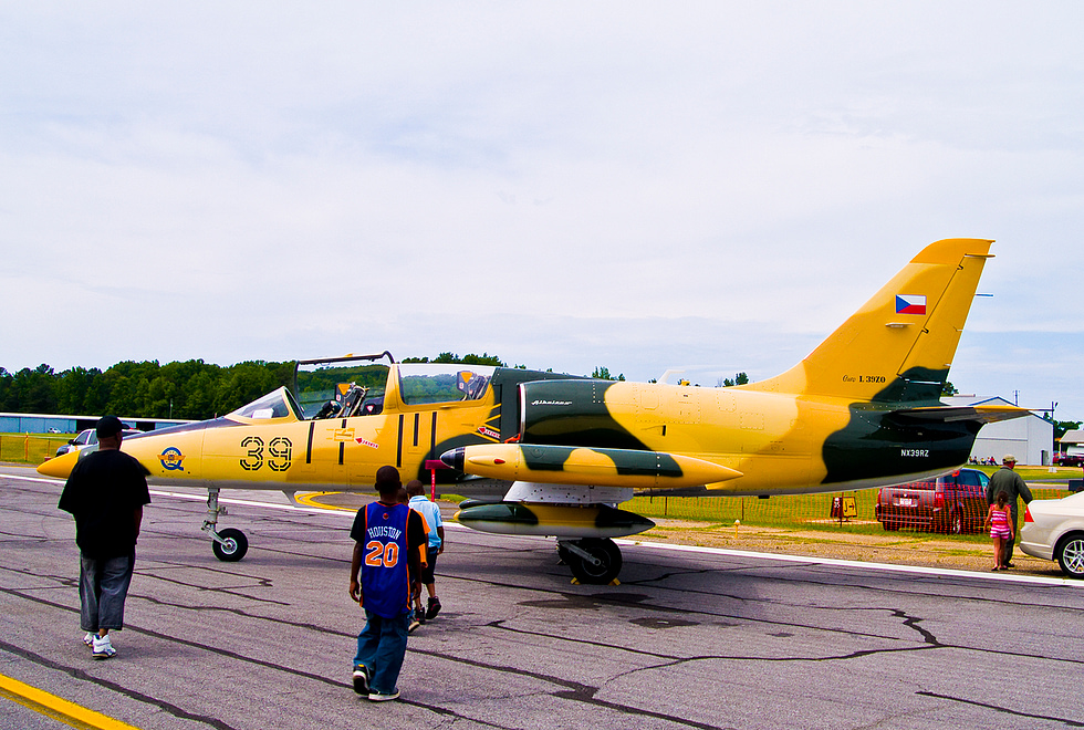 An armed L-39ZO Albatros the light-attack variant with underwing hardpoints.