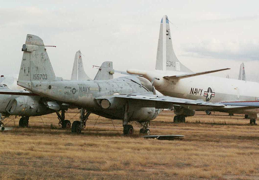 A preserved A-6E Intruder in US Navy markings the stubby bomb truck up close.
