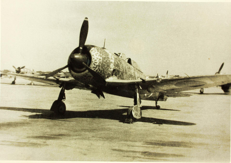 Head-on, the broad cowling of the Nakajima Ha-109 radial dominates the airframe.