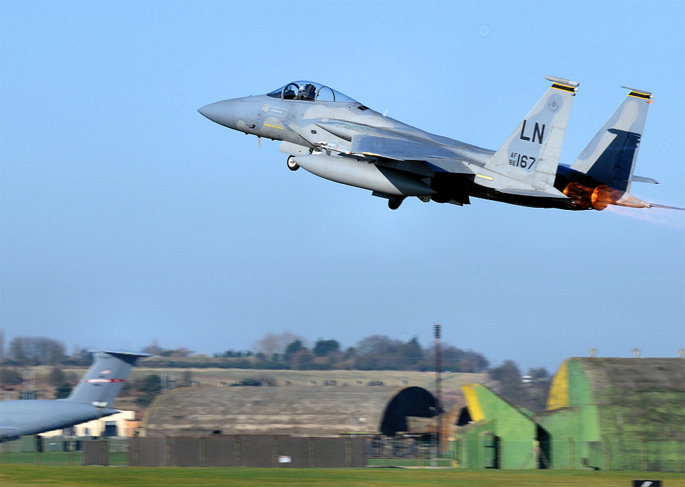An F-15C of the 493d Fighter Squadron, serial 86-0167.