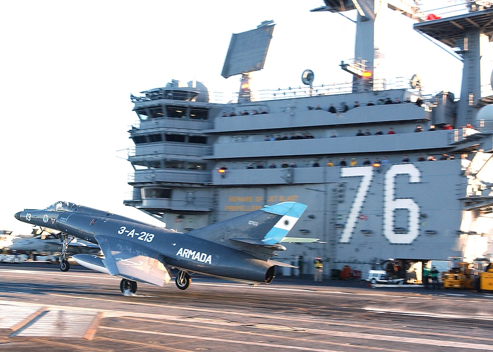 An Argentine Navy Super Étendard the same type that fired the Falklands Exocets.