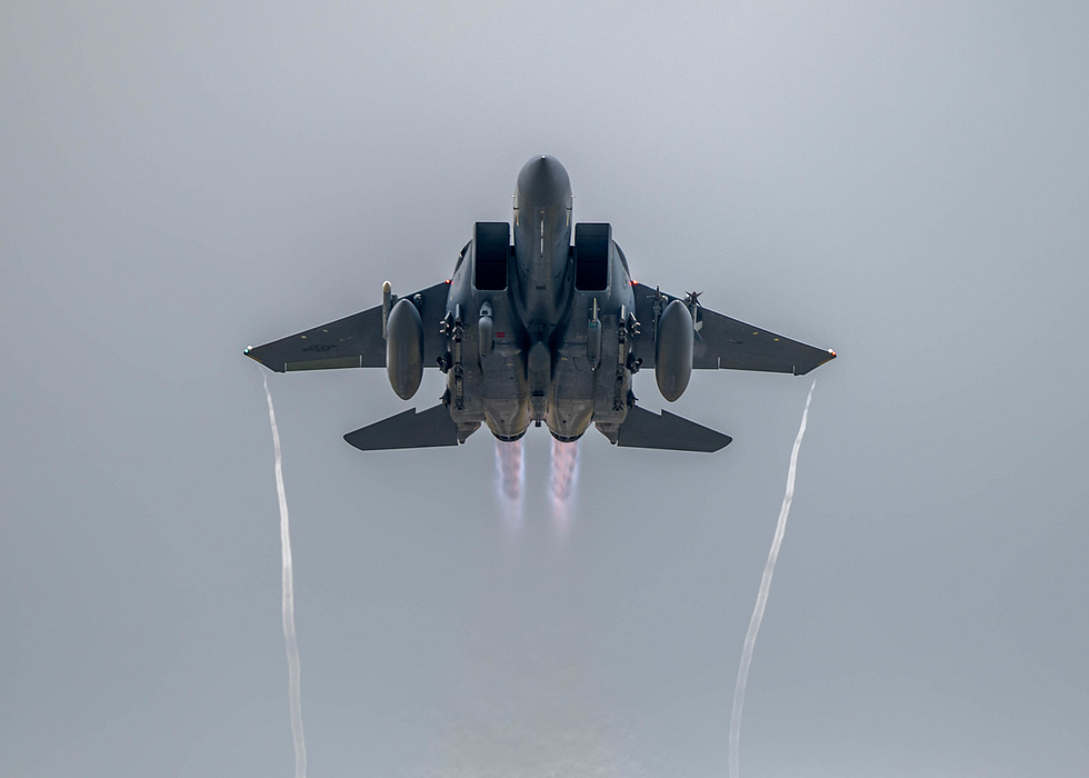 A 492nd Fighter Squadron F-15E the Lakenheath-based wing that has flown the E in combat for decades.