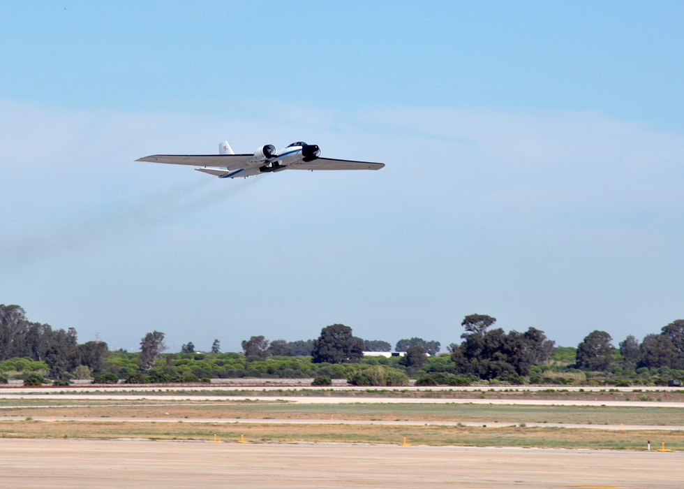A NASA WB-57 high-altitude research aircraft the only Canberra type still flying.