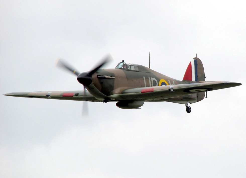An airworthy Hawker Hurricane Mk I, R4118, a genuine Battle of Britain veteran, in flight.