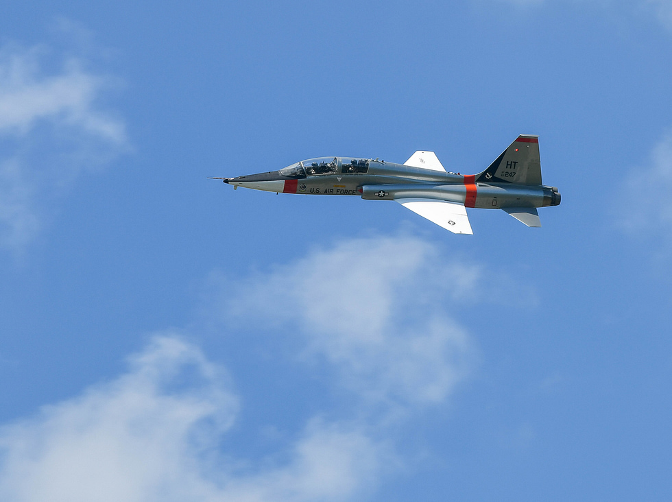 A T-38 Talon in flight the worlds first supersonic trainer.