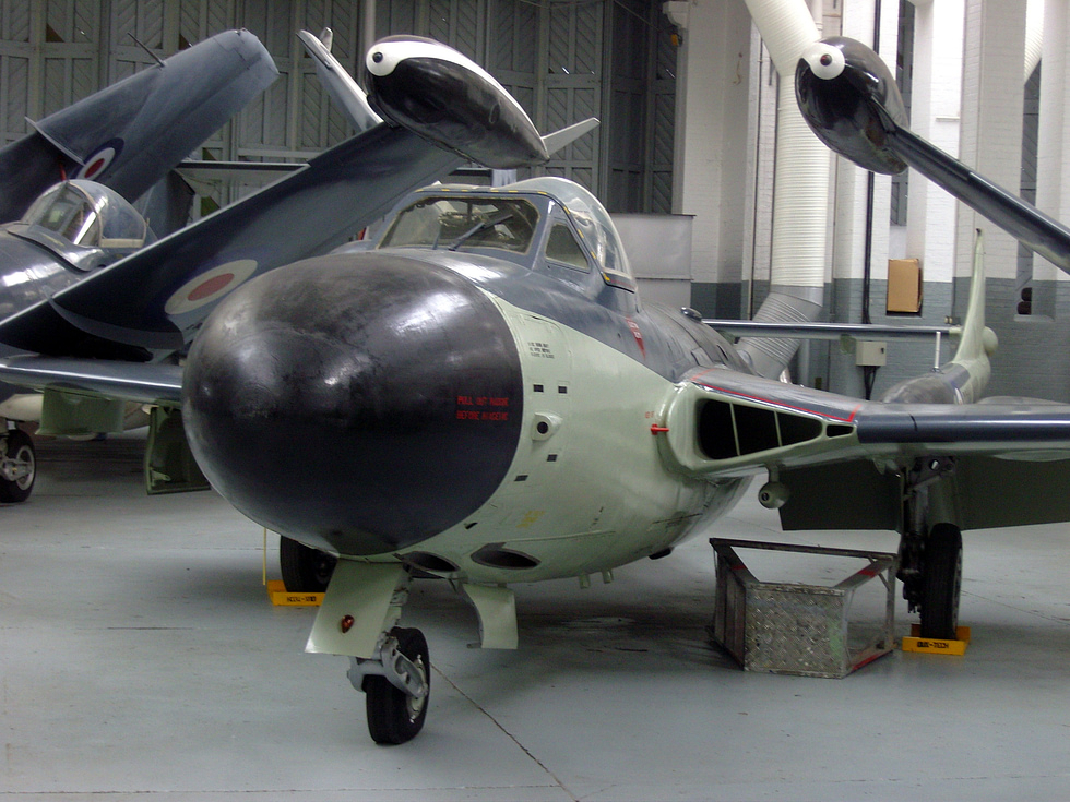 A de Havilland Sea Venom, the carrier-borne two-seat all-weather naval fighter developed for the Fleet Air Arm.