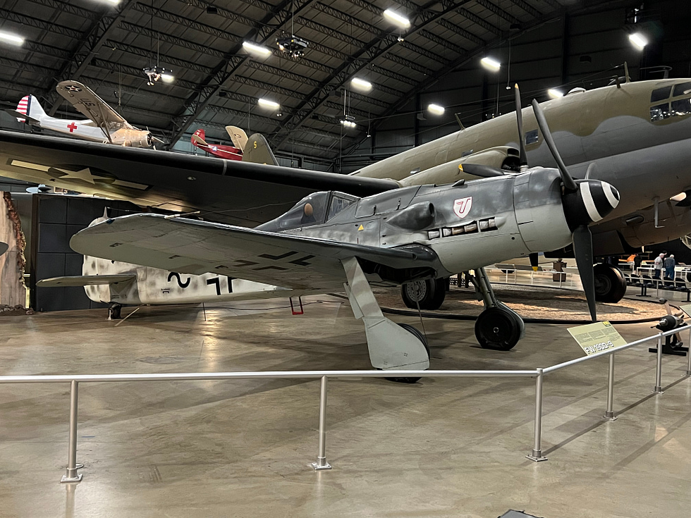 The long-nose Fw 190 D-9 Dora, re-engined with the inline Jumo 213, at the US Air Force Museum.