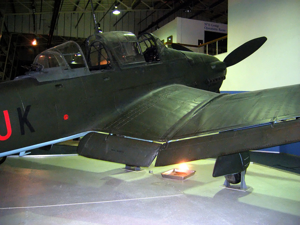 The Stukas signature: the inverted gull wing and fixed, spatted undercarriage.