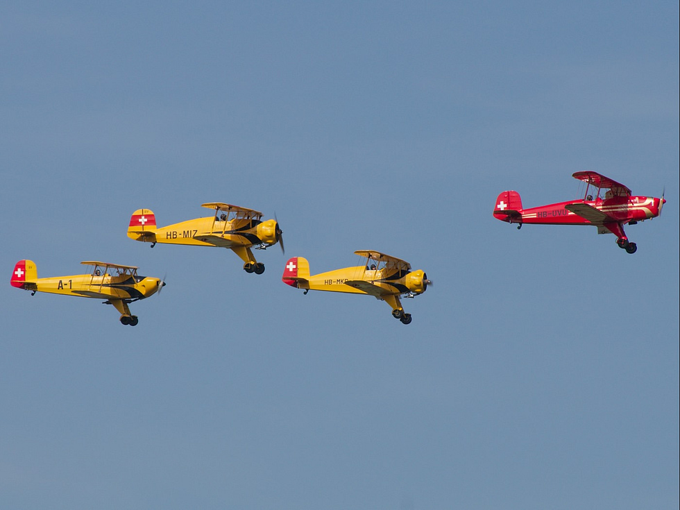 Jungmanns in formation gentle aerobatic manners made the type a display favourite.
