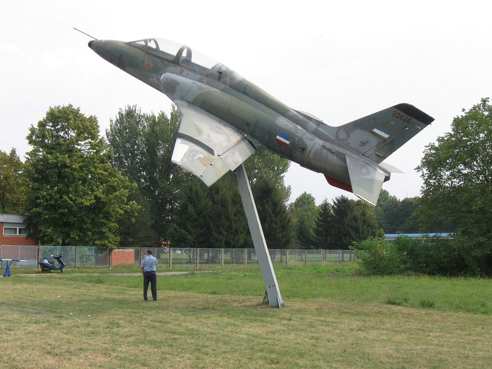 Preserved Soko G-4 Super Galeb on display at Batajnica