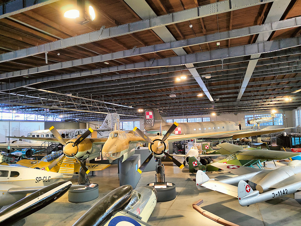 Head-on: the glazed nose and the two air-cooled radial engines that saved the design.