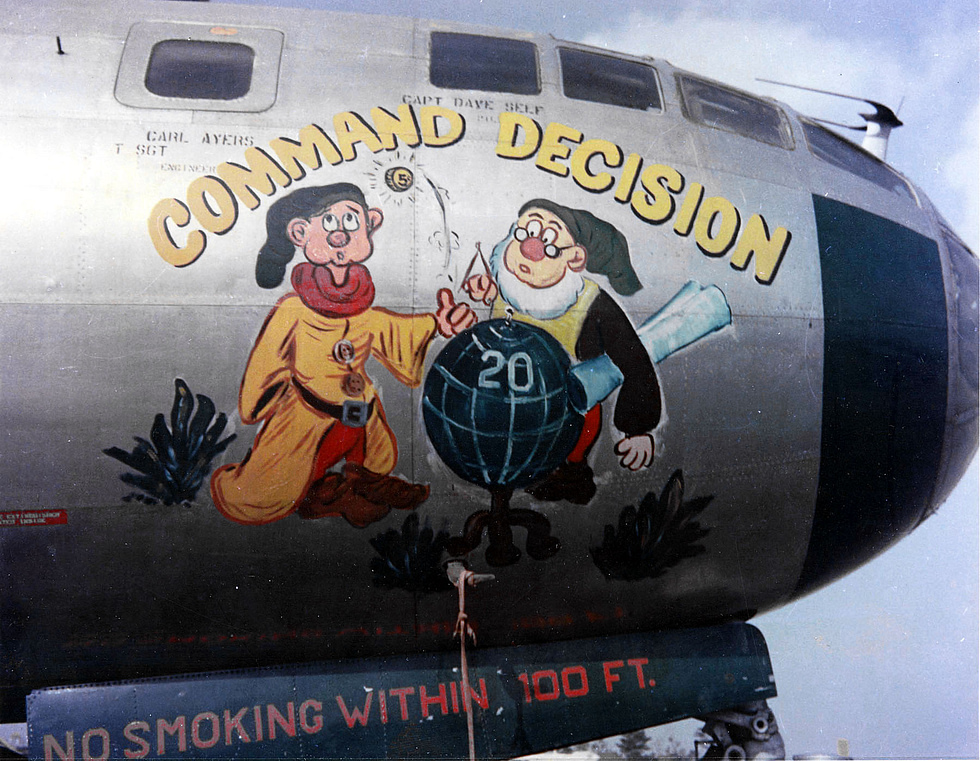 The glazed, pressurised nose of a preserved B-29 where much of the crew worked in shirtsleeves at altitude.
