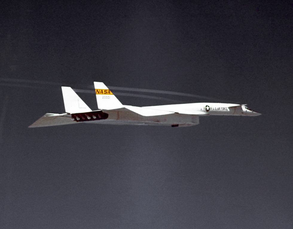 The Valkyrie cruising high over the desert a jet designed to ride its own shock wave at Mach 3.