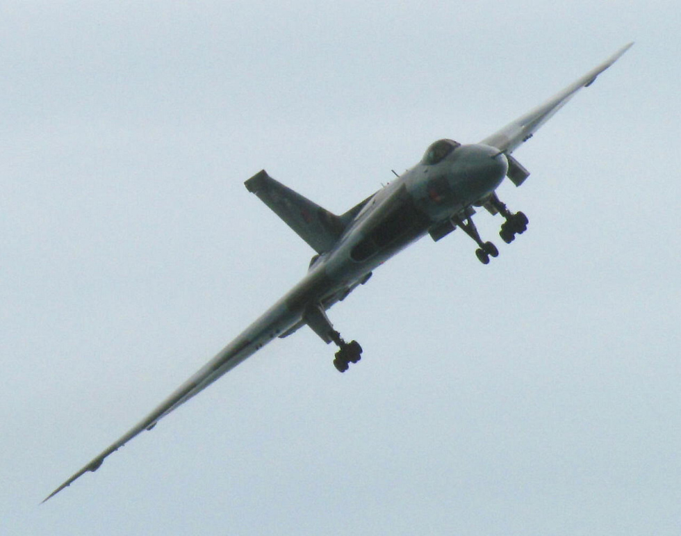 XH558 wheeling overhead at a British air show the vast triangular wing filling the sky.