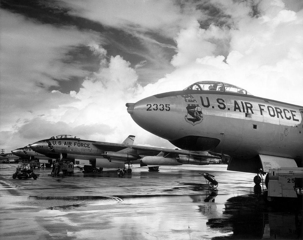 Strategic Air Command B-47 Stratojets the numerical backbone of the 1950s nuclear deterrent.