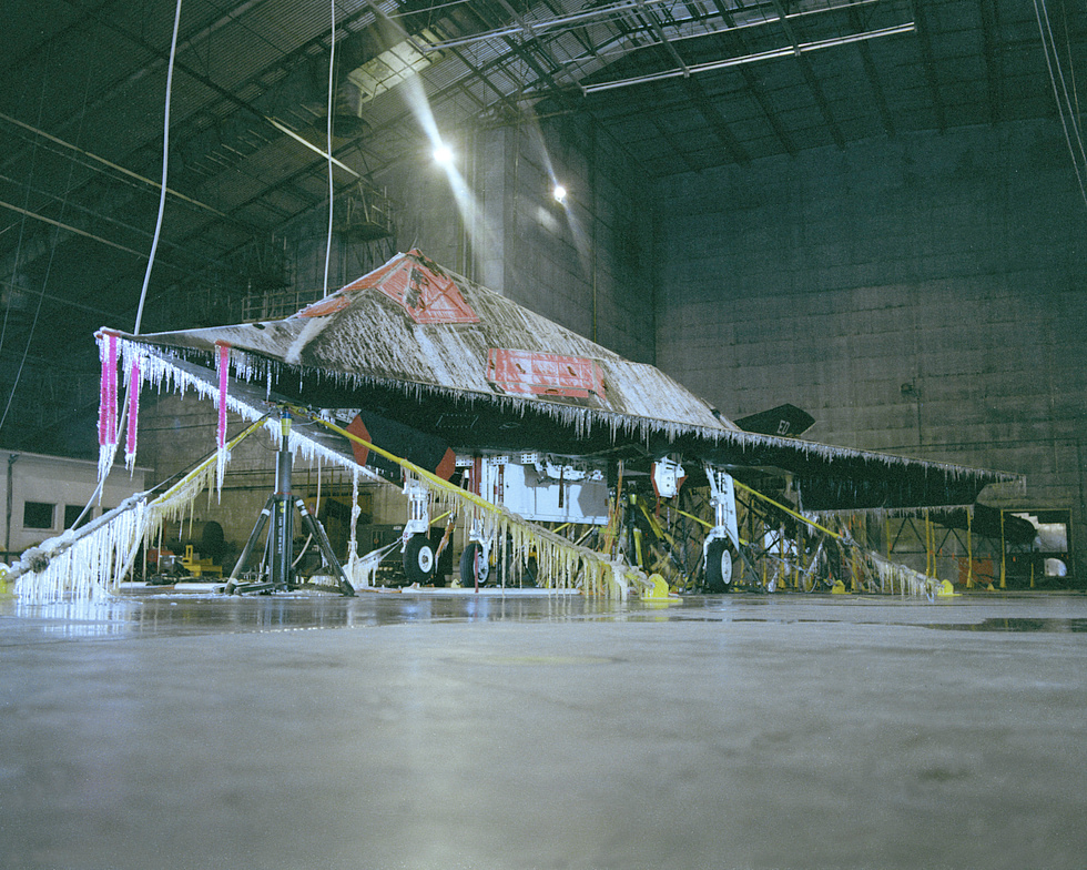 Extreme-cold testing at the McKinley Climatic Laboratory the radar-absorbent skin had to survive every climate.
