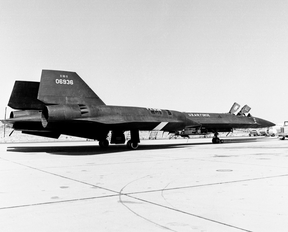 YF-12A 60-6936 on the ramp at the NASA Flight Research Center the airframe later lost to fire in 1971.