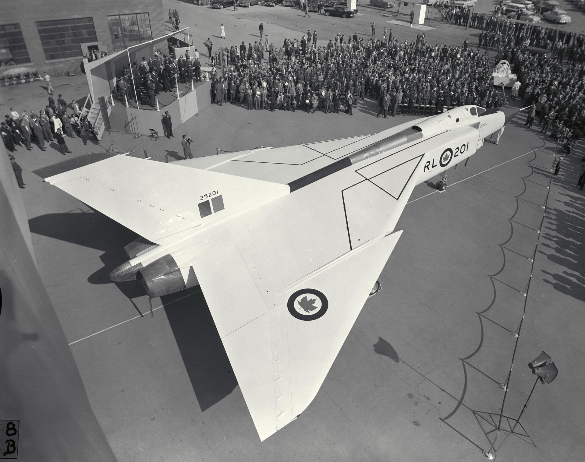 Avro Canada CF-105 Arrow RL-201 at its rollout in 1957