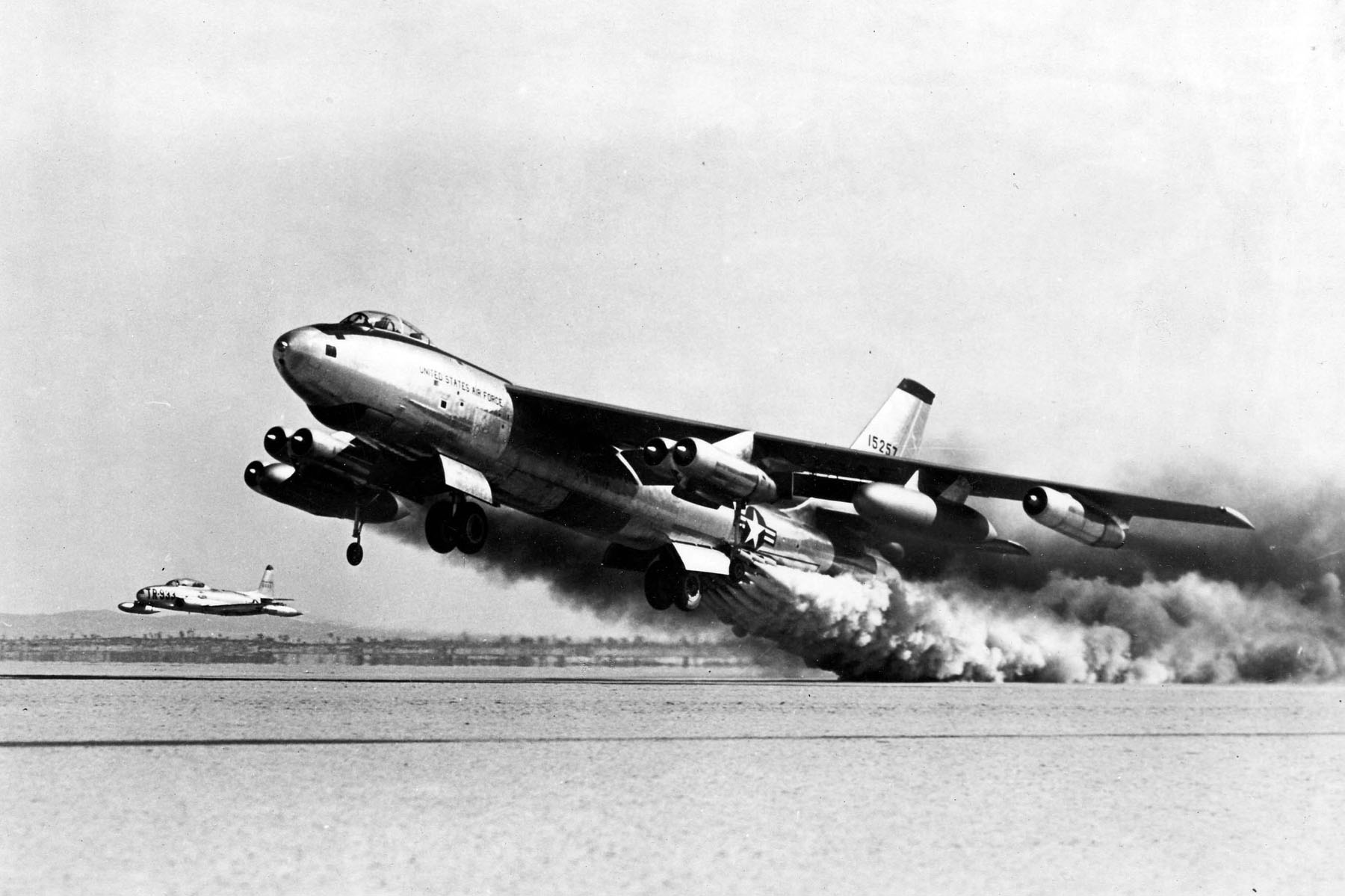 Boeing B-47 Stratojet swept-wing strategic bomber in flight