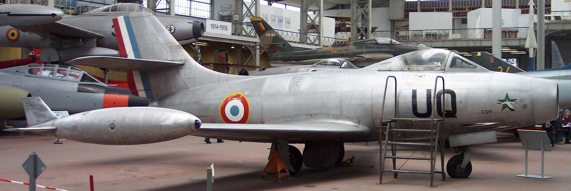 Dassault MD.450 Ouragan jet fighter in French Air Force markings