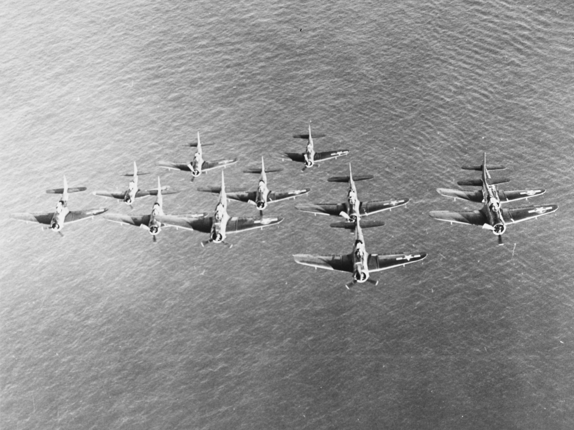 Douglas SBD-5 Dauntless dive bomber of the US Navy in flight