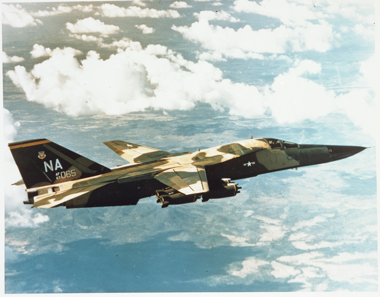 General Dynamics F-111 Aardvark swing-wing strike aircraft in flight