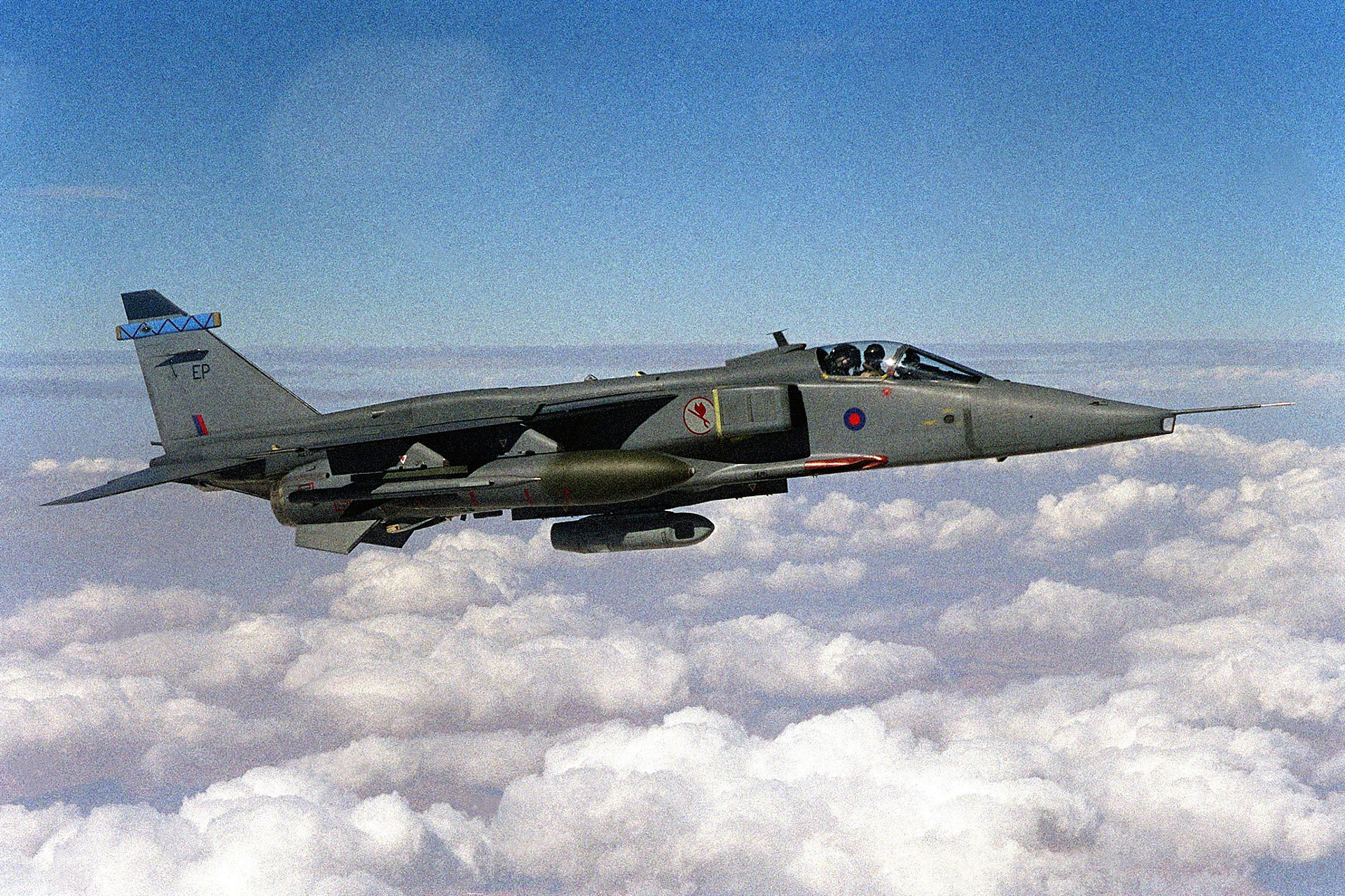 RAF SEPECAT Jaguar GR3 low-level strike jet in flight