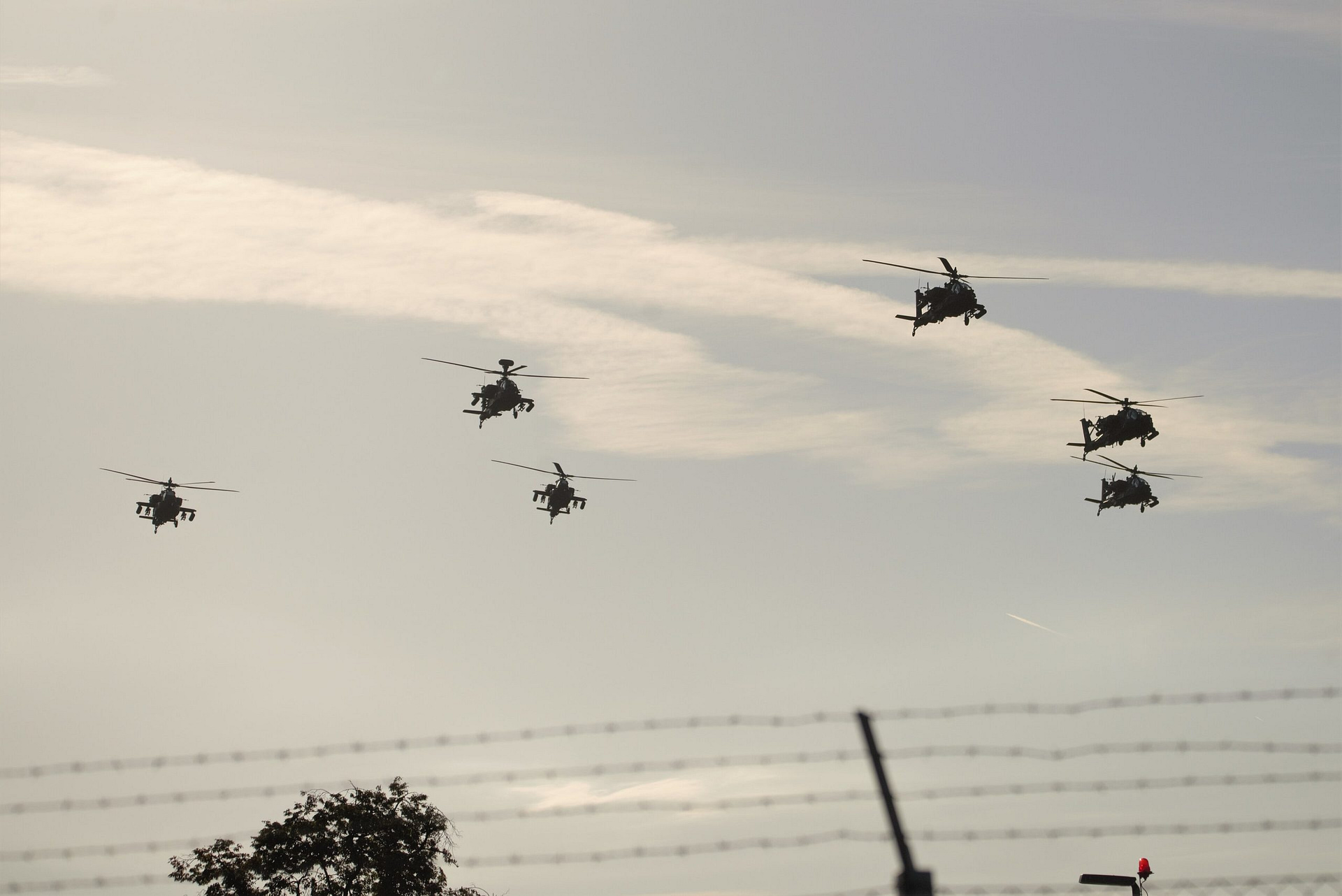 AH-64 Apaches in flight formation