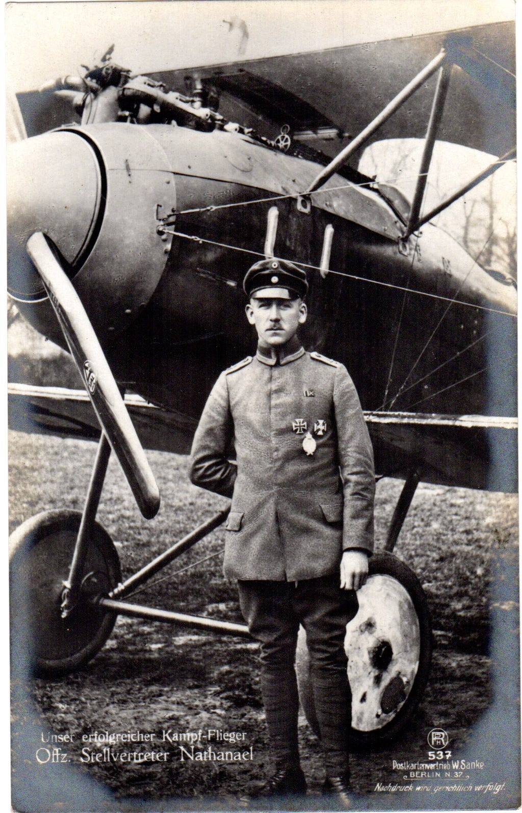 Leutnant Edmund Nathanael in front of his Albatros D.III