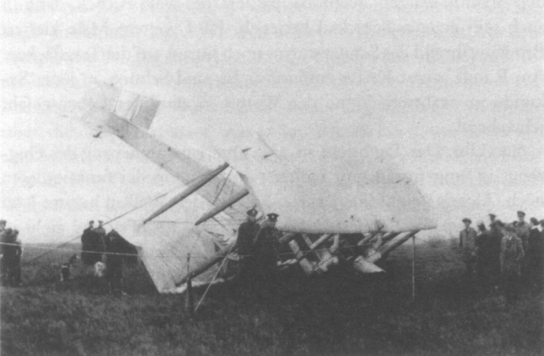Alcock and Brown's Vickers Vimy nose-down in the bog at Clifden, Ireland, June 1919