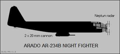 Silhouette diagram of the Arado Ar 234B night fighter