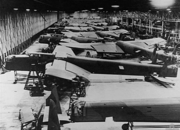 Armstrong Whitworth Whitley bombers on the production line, 1941