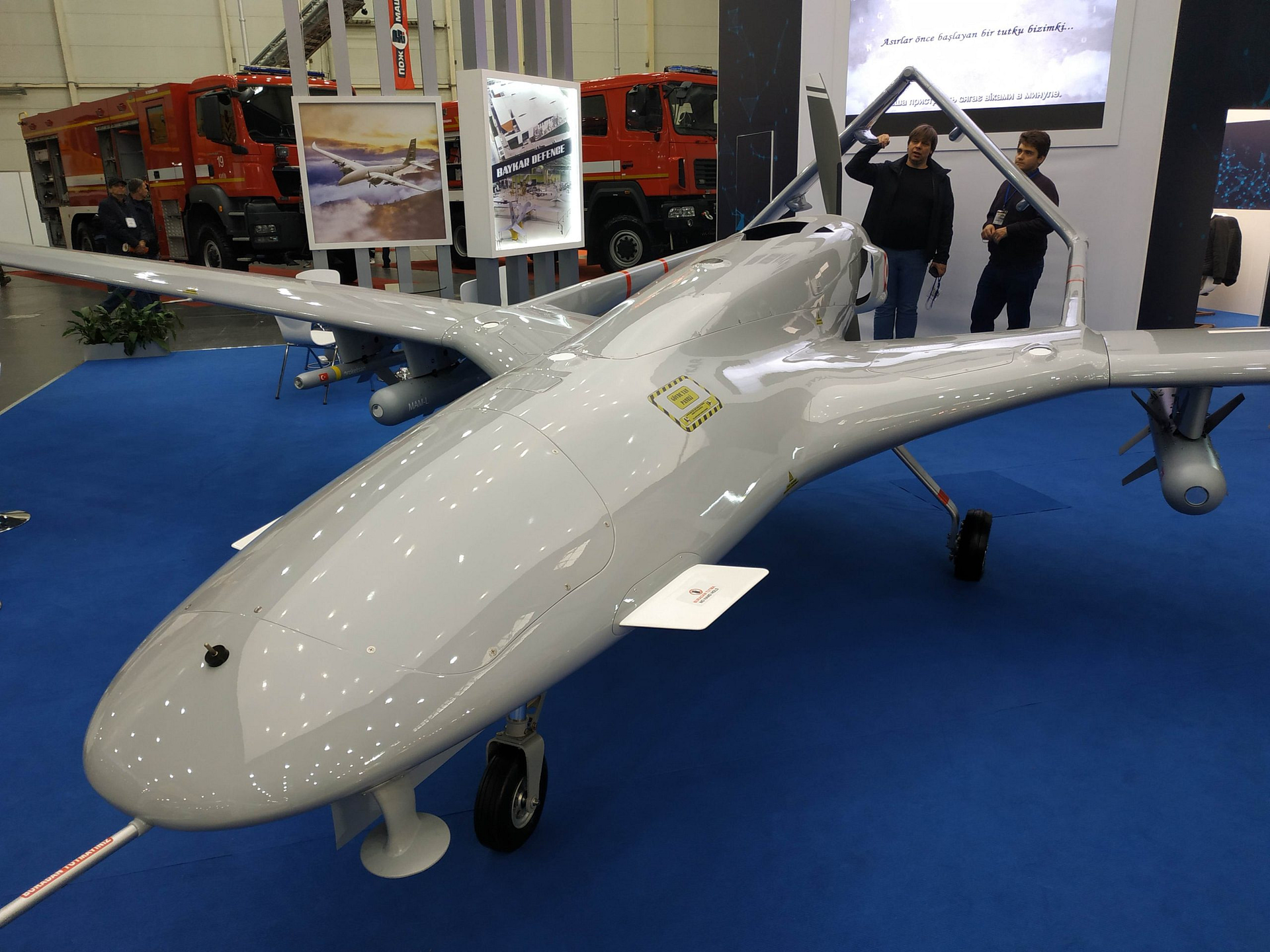 Bayraktar TB2 drone with laser-guided munitions on display in Kyiv