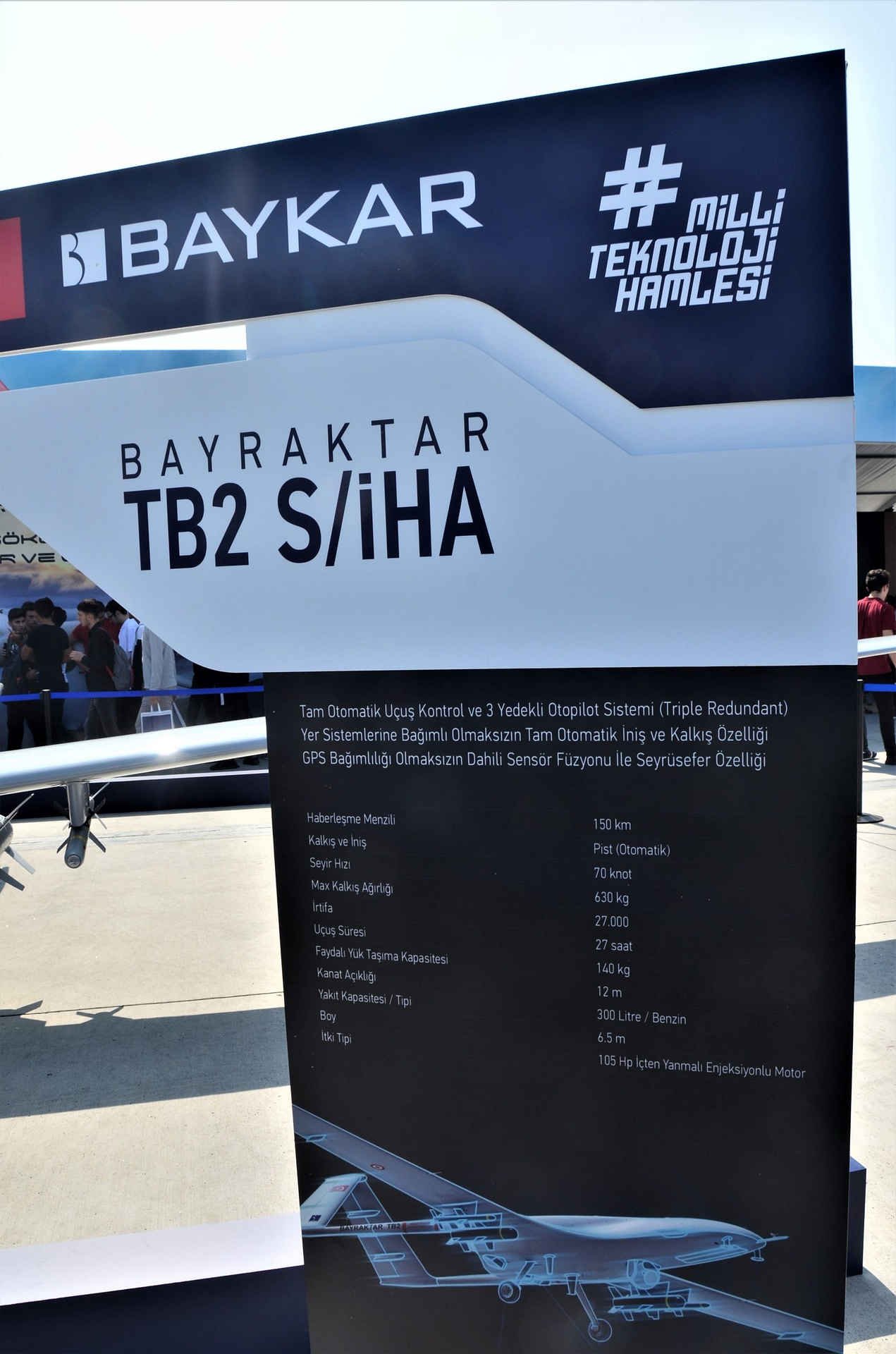 Bayraktar TB2 drone on display at Teknofest 2019 in Turkey