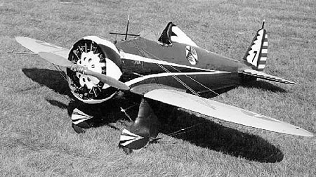 A single Boeing P-26 Peashooter in U.S. Army markings