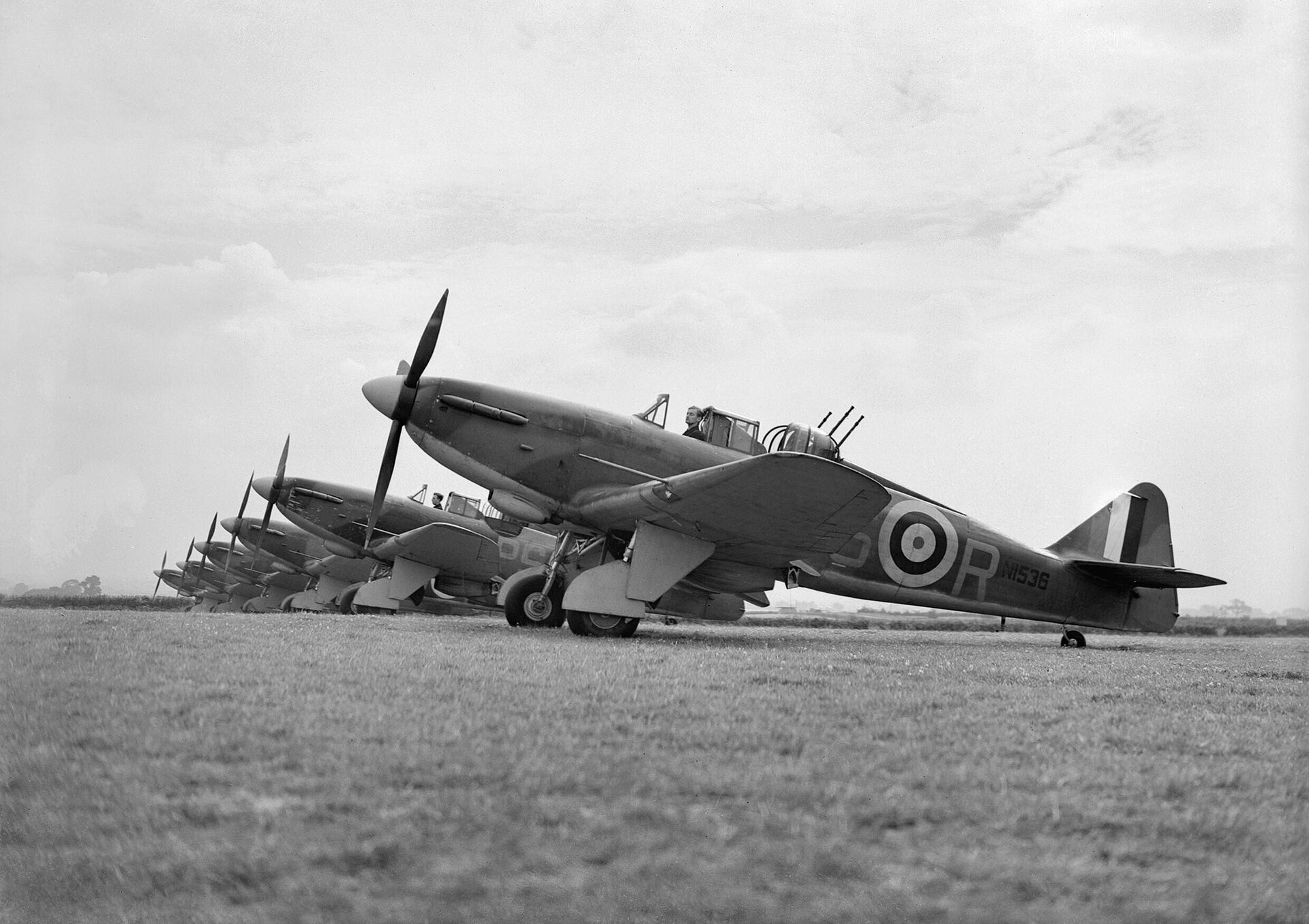Boulton Paul Defiant Mk Is of the Royal Air Force in flight