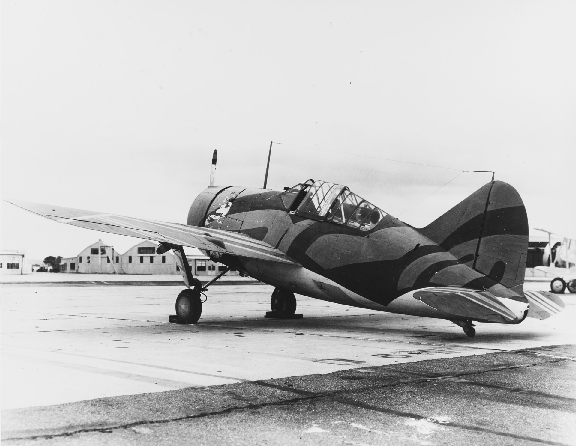 Brewster F2A-1 of VF-3 in experimental camouflage, 1940