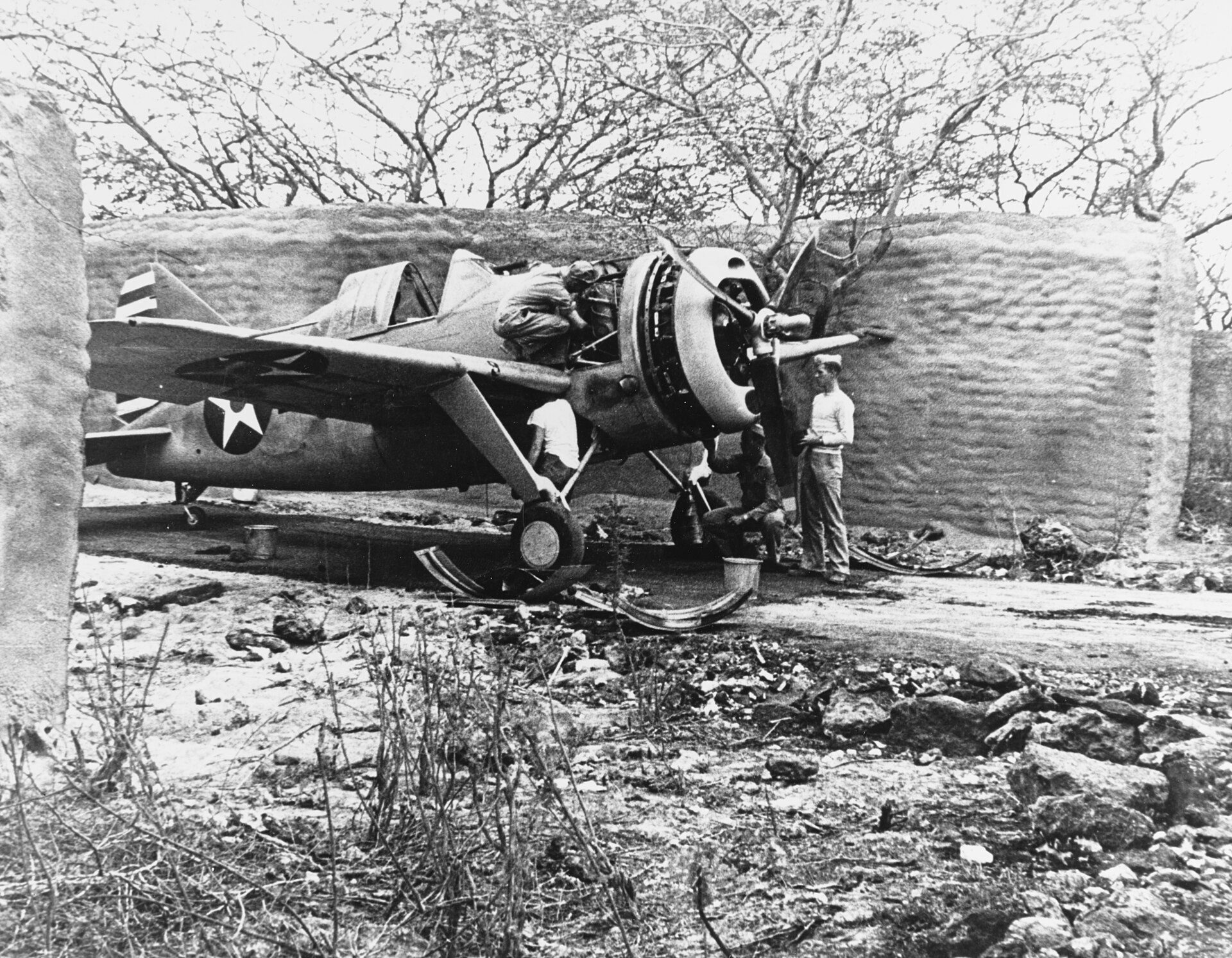 Brewster F2A-3 of Marine squadron VMF-212 at Ewa, Hawaii, 1942