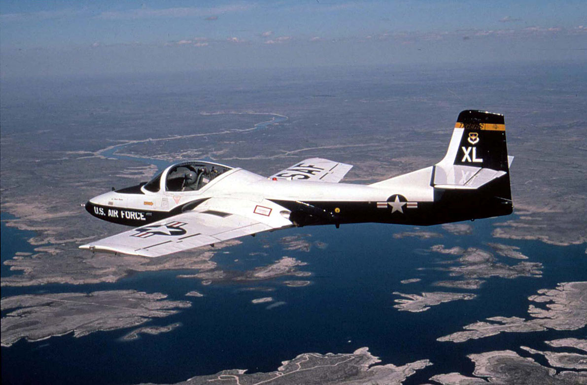 Cessna T-37 Tweet primary jet trainer in flight in U.S. Air Force markings