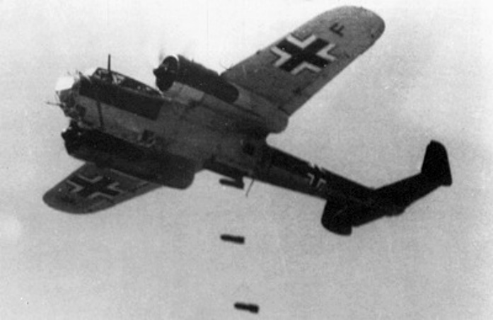 Dornier Do 17 dropping bombs, 1940