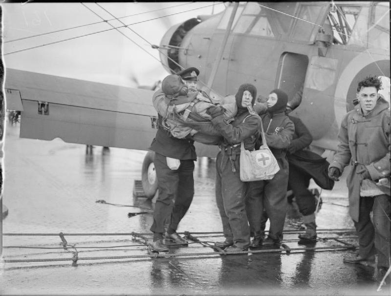 A shadowing Albacore returns to HMS Victorious after operations against Tirpitz; one of the crew was wounded. Photo: Lt C. H. Parnall, RN official photographer — IWM (public domain).