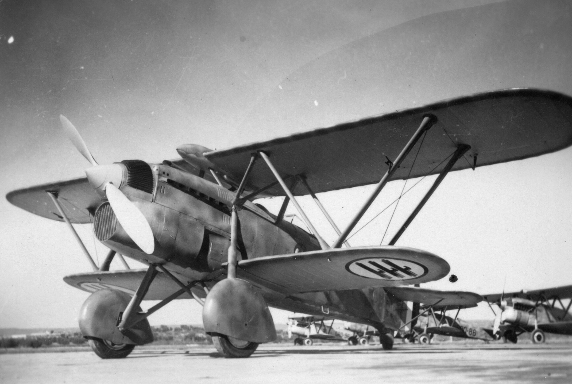An Italian Regia Aeronautica Fiat CR.32 fighter, period photograph