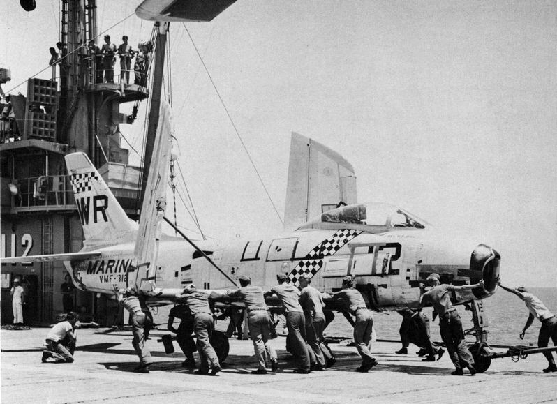 North American FJ-2 Fury of VMF-312 aboard USS Siboney, 1956