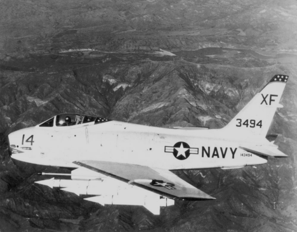 North American FJ-4B Fury of VX-4 armed with Bullpup missiles, 1958