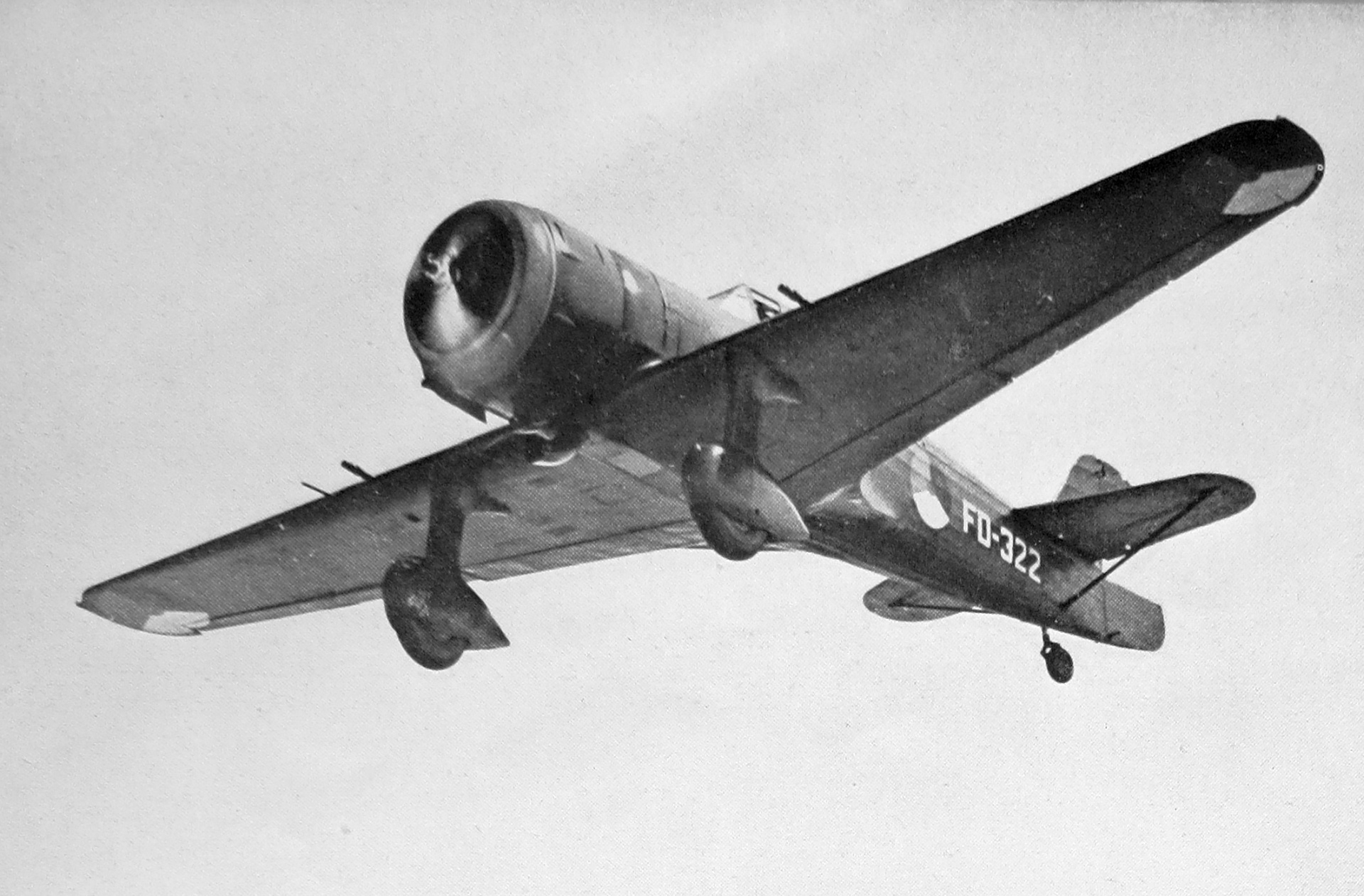 Fokker D.XXI showing its Bristol Mercury radial and fixed, spatted landing gear