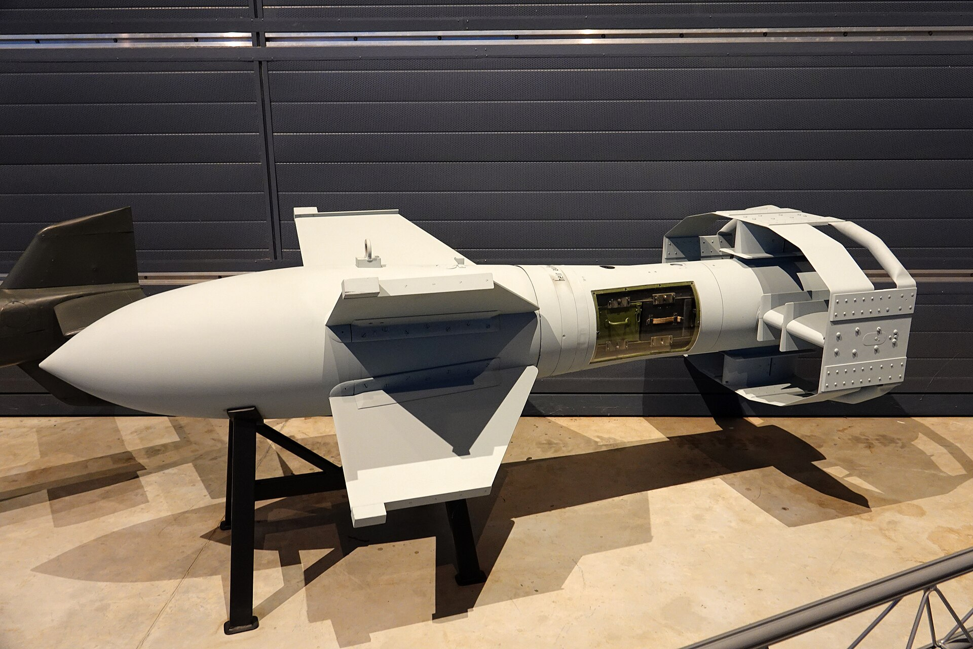 Fritz X radio-guided armour-piercing bomb on museum display